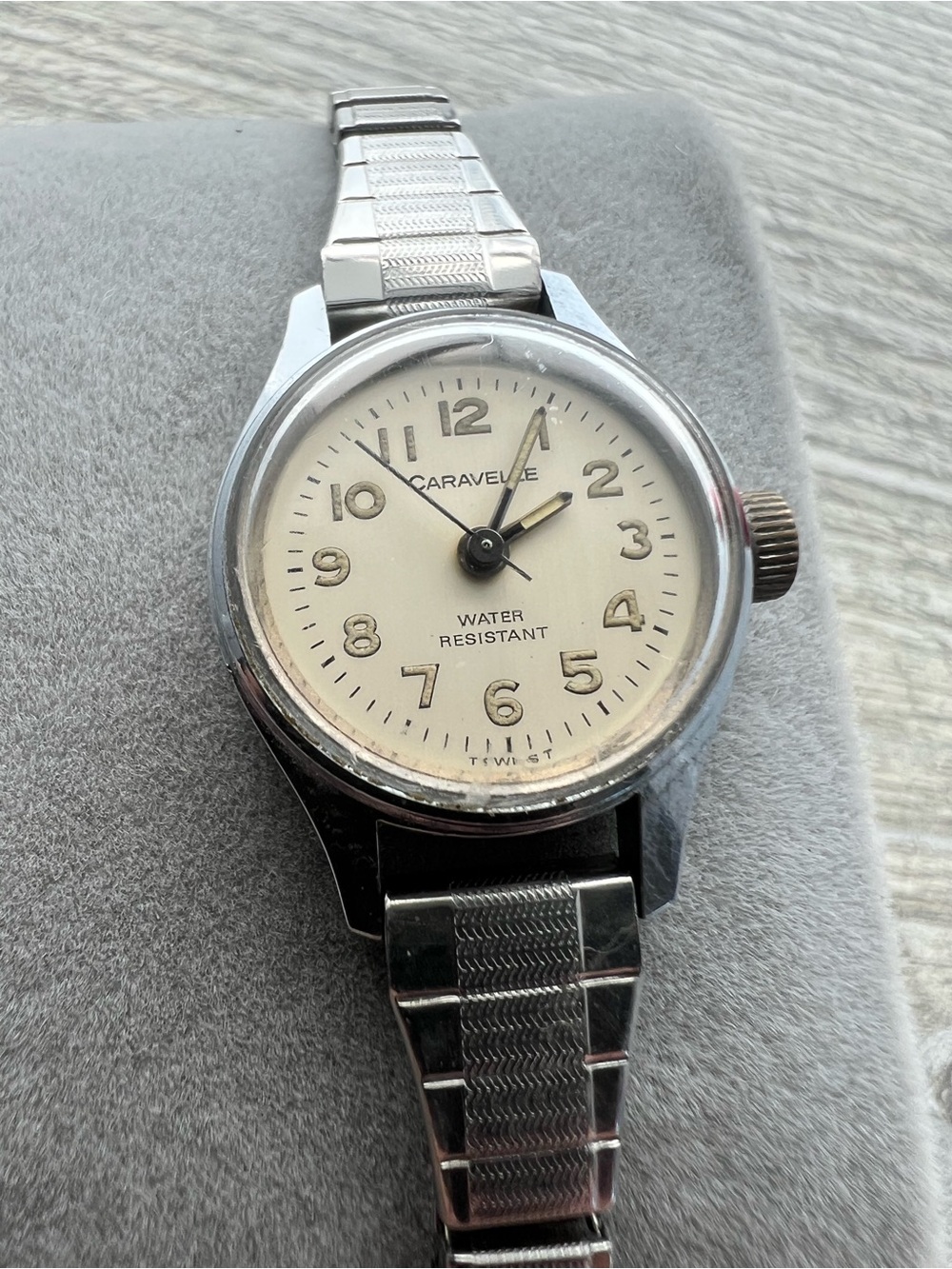 Caravelle Mechanical Silver-Tone Water Resistant Watch with Cream Dial